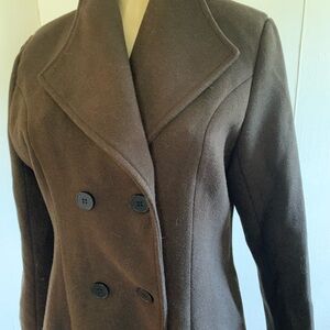 Chocolate Brown Women's Double-Breasted Wool Coat